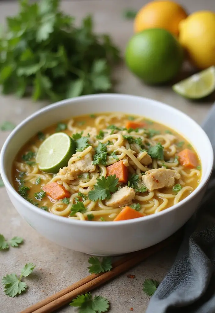 26 Canning Chicken Noodle Soup Recipes for Meal Prep Magic - 23. Cilantro Lime Chicken Noodle Soup