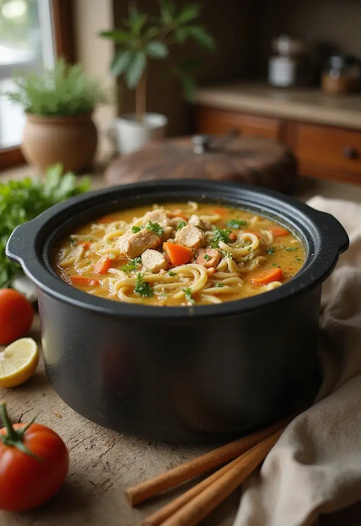 26 Canning Chicken Noodle Soup Recipes for Meal Prep Magic - 26. Slow Cooker Chicken Noodle Soup