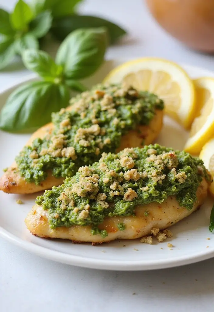 27 Breaded Chicken Breast Recipes That Are Crispy & Easy 4 27 Breaded Chicken Breast Recipes That Are Crispy & Easy - 3. Pesto-Crusted Chicken Breasts