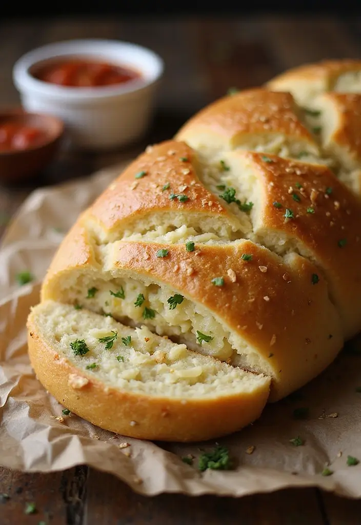 27 Chicken Bacon Ranch Stuffed Bread Recipes That Are Melty Goodness - 13. Garlic Parmesan Chicken Bacon Ranch Stuffed Bread