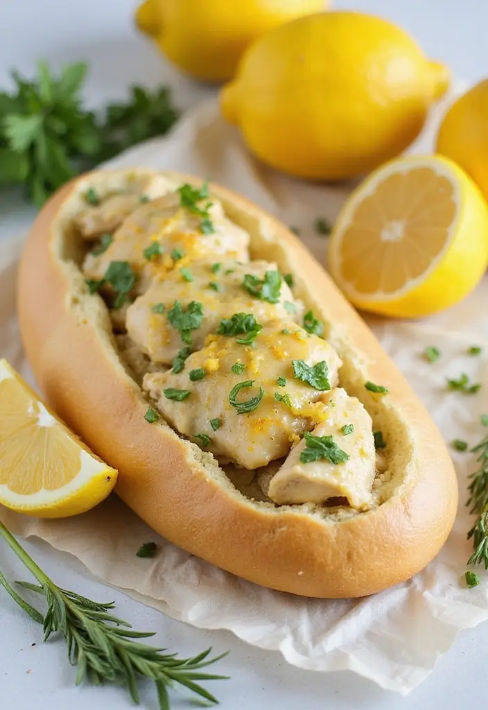 27 Chicken Bacon Ranch Stuffed Bread Recipes That Are Melty Goodness - 14. Zesty Lemon Chicken Bacon Ranch Stuffed Bread