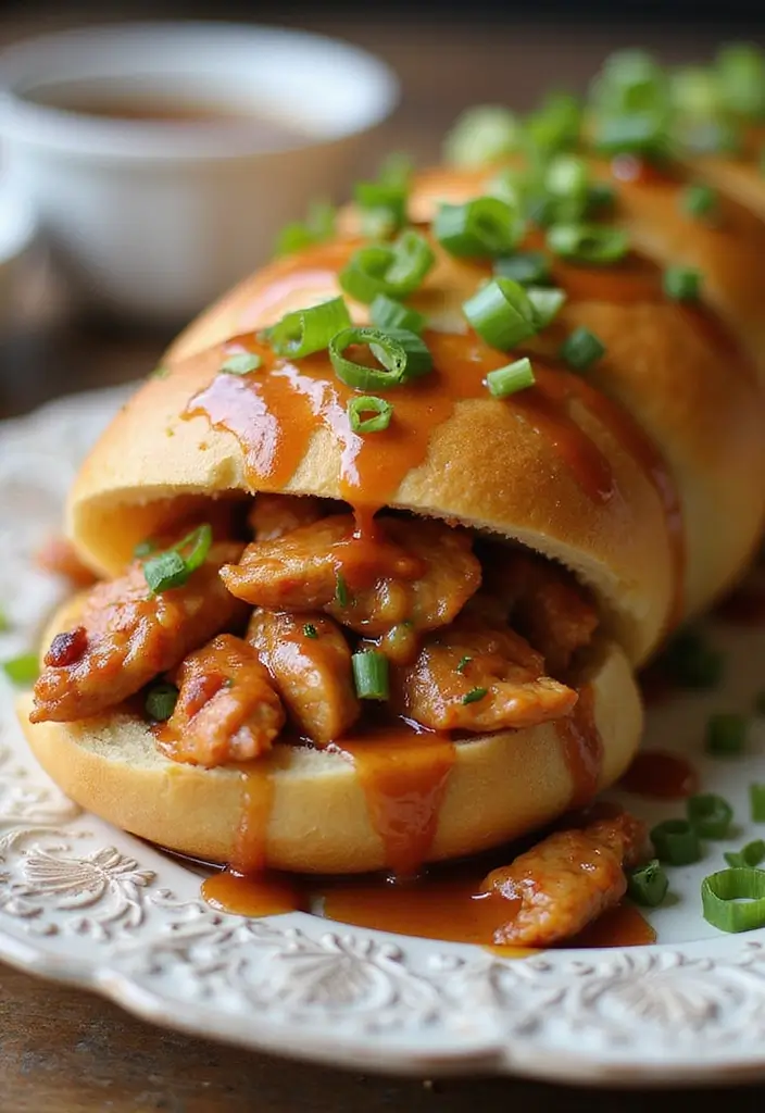 27 Chicken Bacon Ranch Stuffed Bread Recipes That Are Melty Goodness - 15. Teriyaki Chicken Bacon Ranch Stuffed Bread