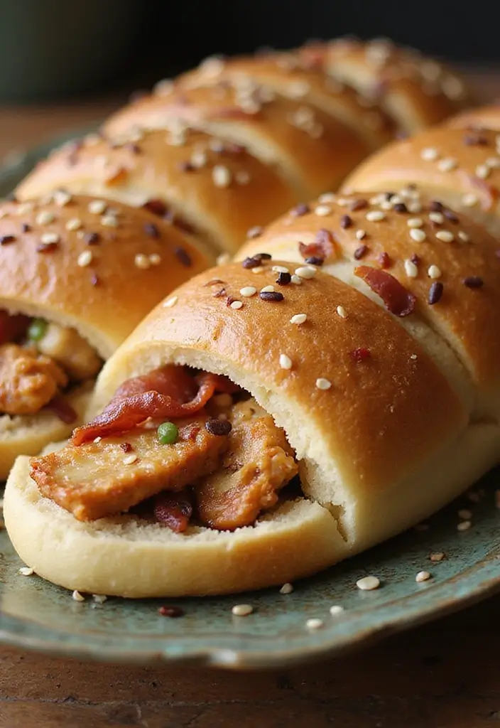 27 Chicken Bacon Ranch Stuffed Bread Recipes That Are Melty Goodness - 17. Asian Chicken Bacon Ranch Stuffed Bread
