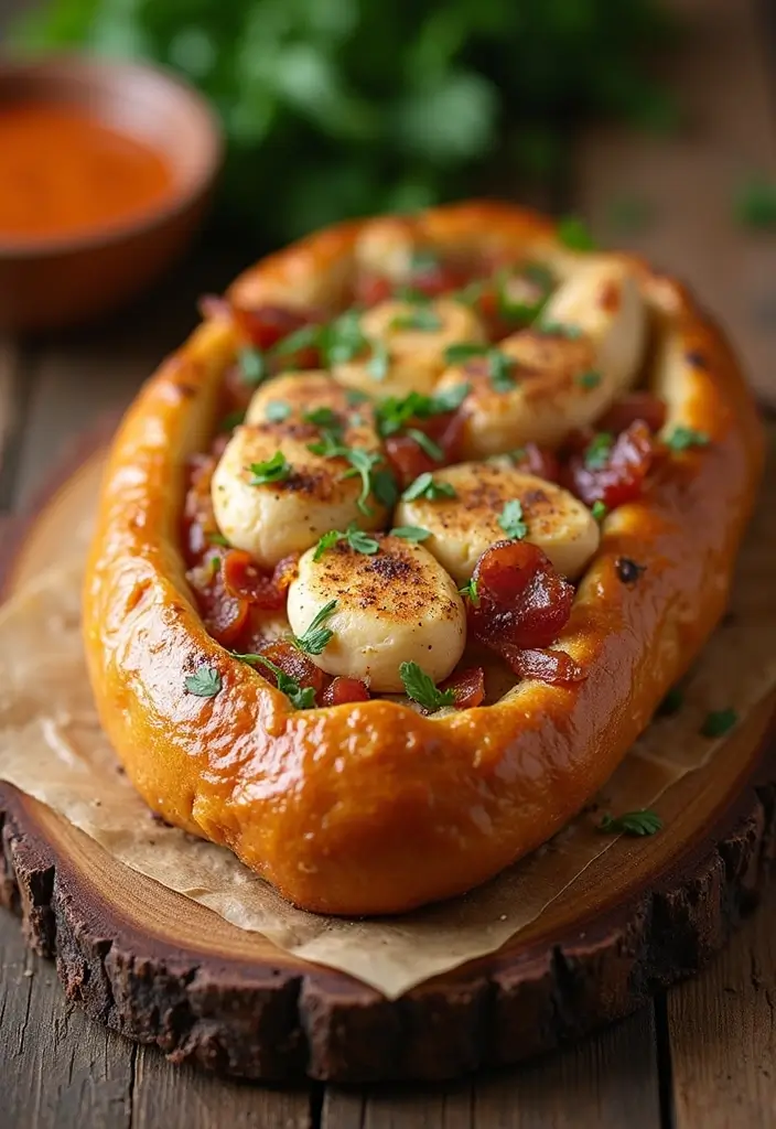 27 Chicken Bacon Ranch Stuffed Bread Recipes That Are Melty Goodness - 19. Herb and Garlic Chicken Bacon Ranch Stuffed Bread