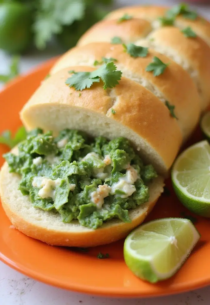 27 Chicken Bacon Ranch Stuffed Bread Recipes That Are Melty Goodness - 22. Cilantro Lime Chicken Bacon Ranch Stuffed Bread
