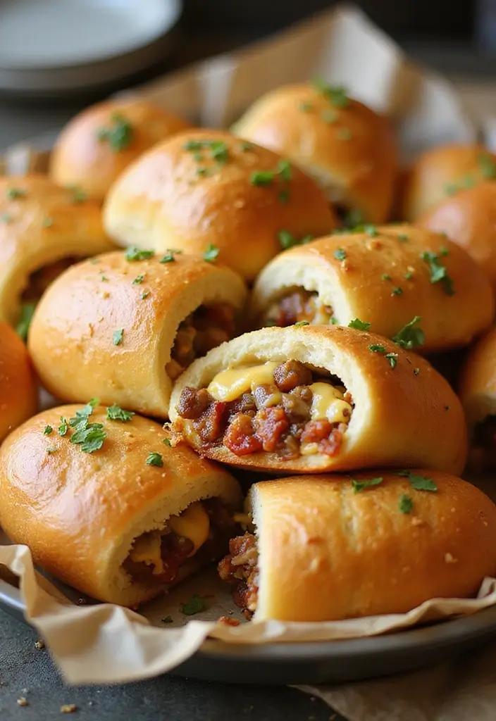 27 Chicken Bacon Ranch Stuffed Bread Recipes That Are Melty Goodness - 3. Cheesy Chicken Bacon Ranch Stuffed Bread Rolls