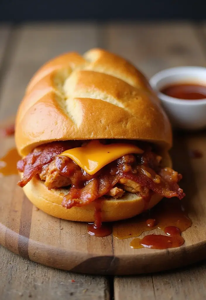 27 Chicken Bacon Ranch Stuffed Bread Recipes That Are Melty Goodness - 5. BBQ Chicken Bacon Ranch Stuffed Bread