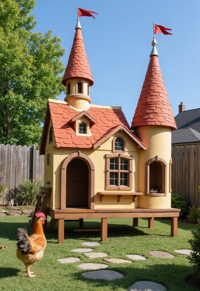 27 Chicken Coop with Run Designs That Fit Any Yard 17 27 Chicken Coop with Run Designs That Fit Any Yard - 16. Fun Themed Coop