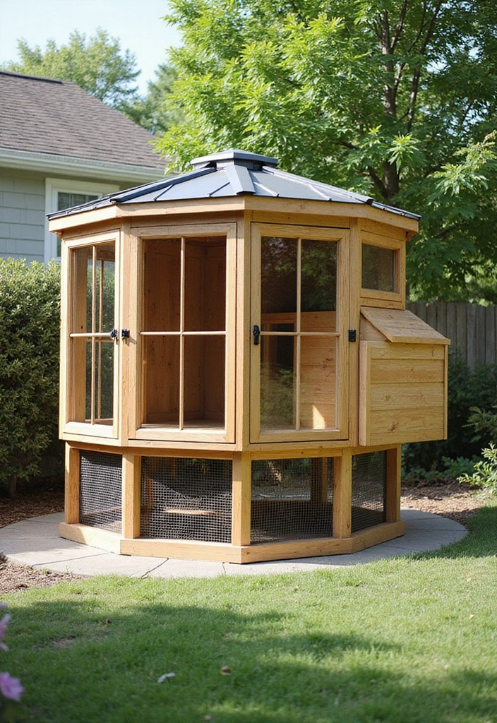 27 Chicken Coop with Run Designs That Fit Any Yard 25 27 Chicken Coop with Run Designs That Fit Any Yard - 24. Stylish Hexagonal Coop