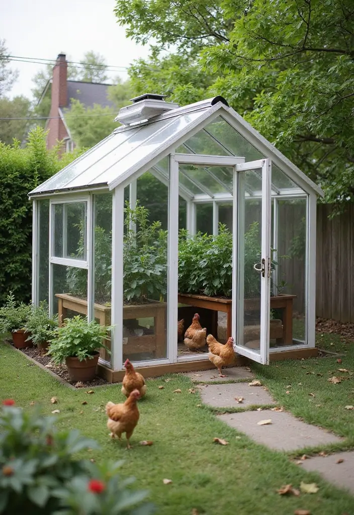 27 Chicken Coop with Run Designs That Fit Any Yard 7 27 Chicken Coop with Run Designs That Fit Any Yard - 6. Contemporary Greenhouse Coop