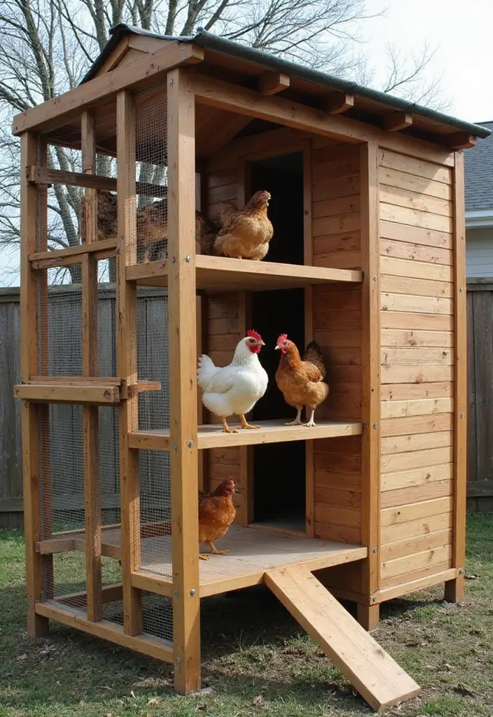 27 Chicken Coop with Run Designs That Fit Any Yard 8 27 Chicken Coop with Run Designs That Fit Any Yard - 7. Vertical Chicken Coop