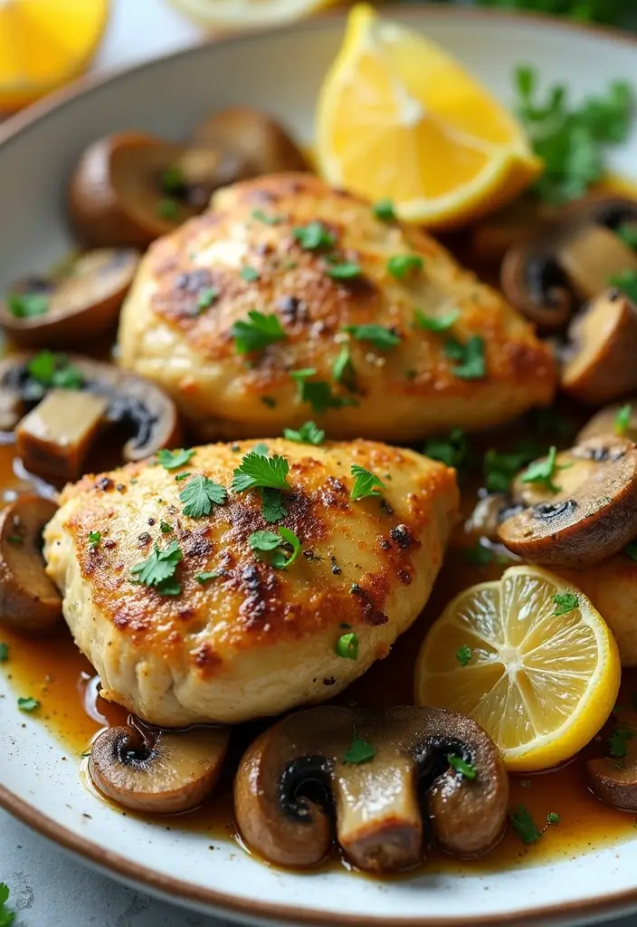 27 Chicken and Mushroom Recipes: Healthy and Hearty 2 27 Chicken and Mushroom Recipes: Healthy and Hearty - 1. Lemon Garlic Chicken and Mushroom Skillet