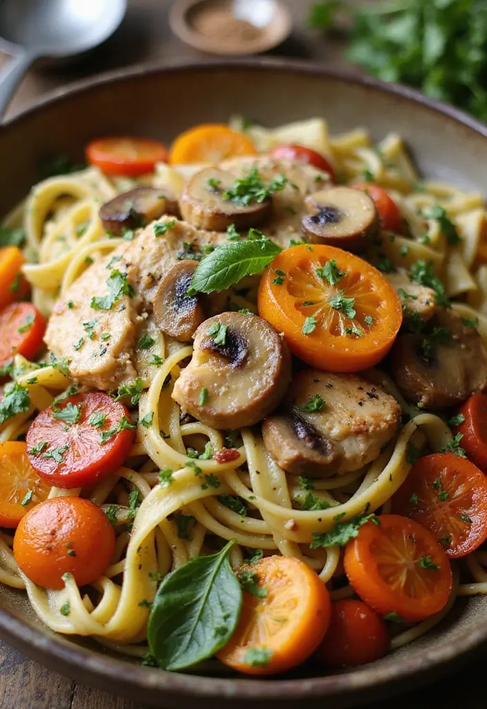 27 Chicken and Mushroom Recipes: Healthy and Hearty 15 27 Chicken and Mushroom Recipes: Healthy and Hearty - 14. Chicken and Mushroom Pasta Primavera