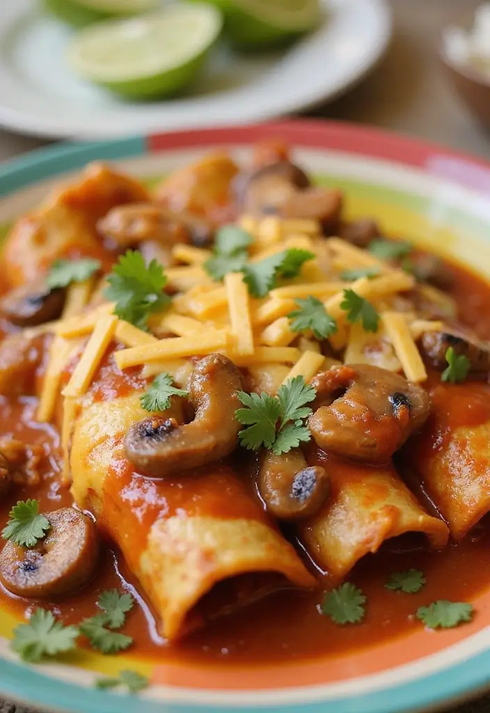 27 Chicken and Mushroom Recipes: Healthy and Hearty 19 27 Chicken and Mushroom Recipes: Healthy and Hearty - 18. Chicken and Mushroom Enchiladas