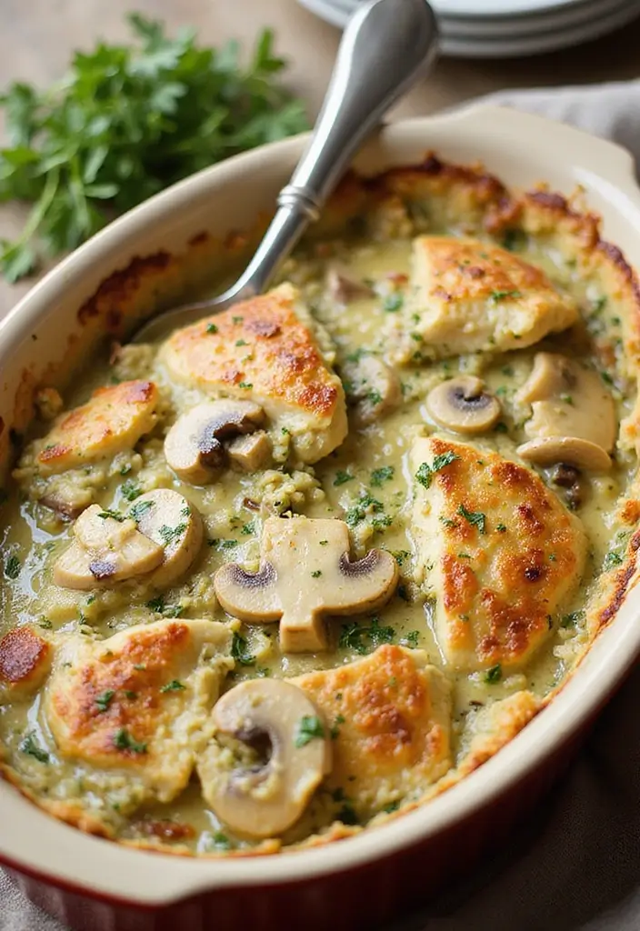 27 Chicken and Mushroom Recipes: Healthy and Hearty 20 27 Chicken and Mushroom Recipes: Healthy and Hearty - 19. Chicken and Mushroom Pesto Bake