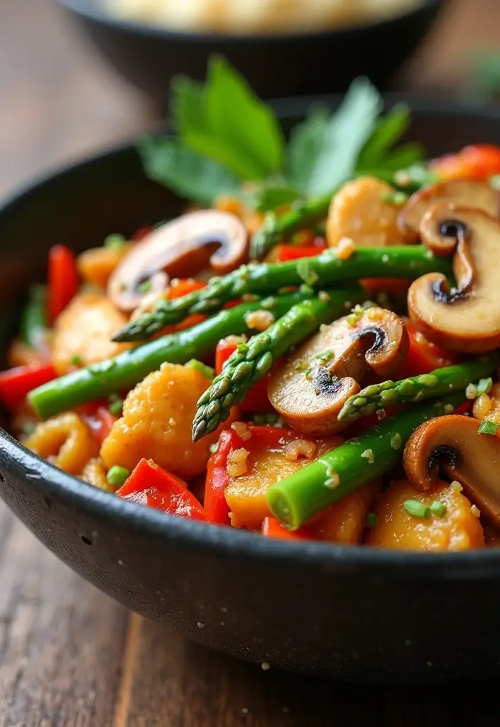 27 Chicken and Mushroom Recipes: Healthy and Hearty 4 27 Chicken and Mushroom Recipes: Healthy and Hearty - 3. Stir-fried Chicken and Mushrooms with Asparagus