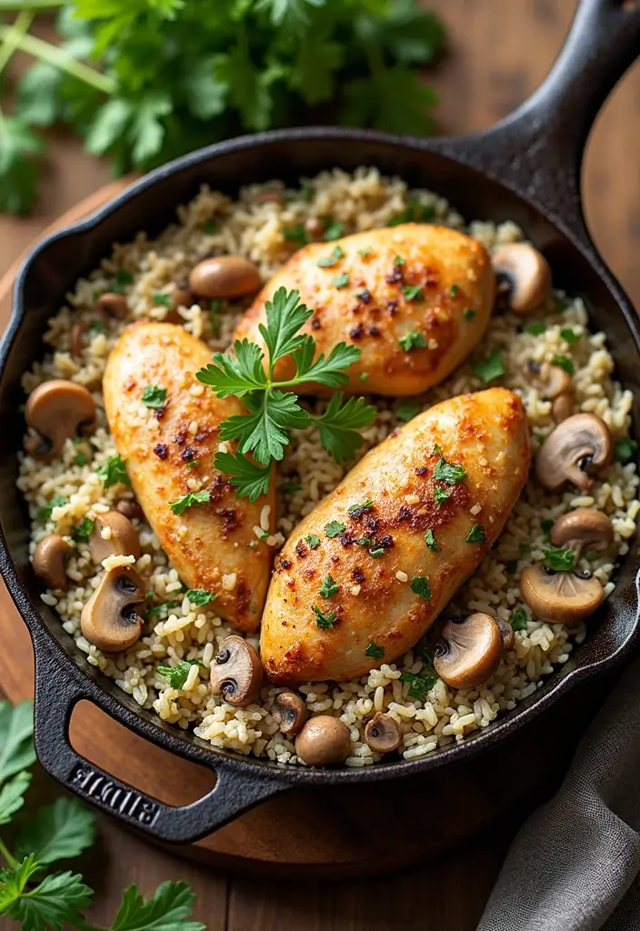 27 Chicken and Mushroom Recipes: Healthy and Hearty 10 27 Chicken and Mushroom Recipes: Healthy and Hearty - 9. One-Pan Chicken and Mushroom Rice