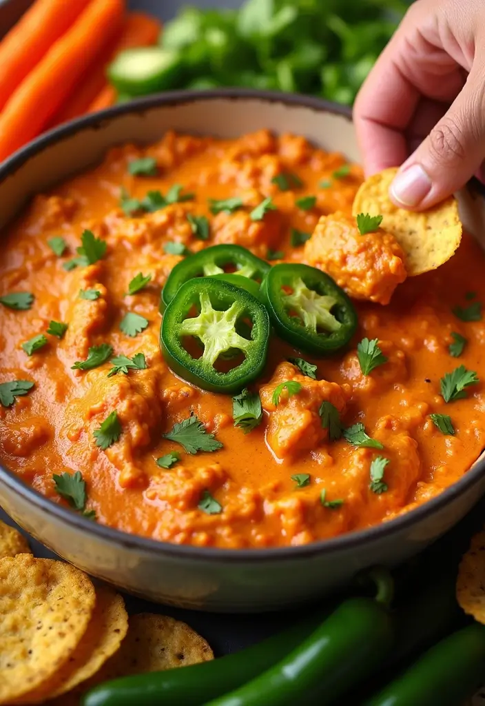 27 Creamy Buffalo Chicken Dip Recipes That Are Party Favorites 6 27 Creamy Buffalo Chicken Dip Recipes That Are Party Favorites - 5. Spicy Buffalo Chicken Dip with Jalapeños
