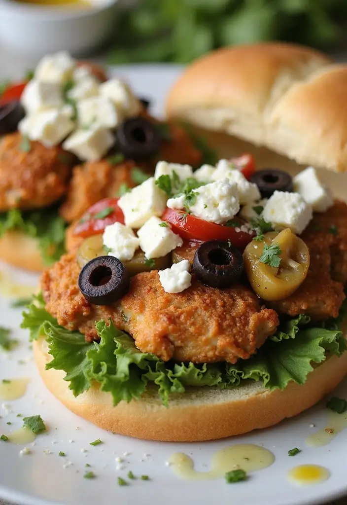 27 Crispy Chicken Sandwich Recipes That Are Better Than Takeout 18 27 Crispy Chicken Sandwich Recipes That Are Better Than Takeout - 17. Greek Chicken Sandwich with Feta