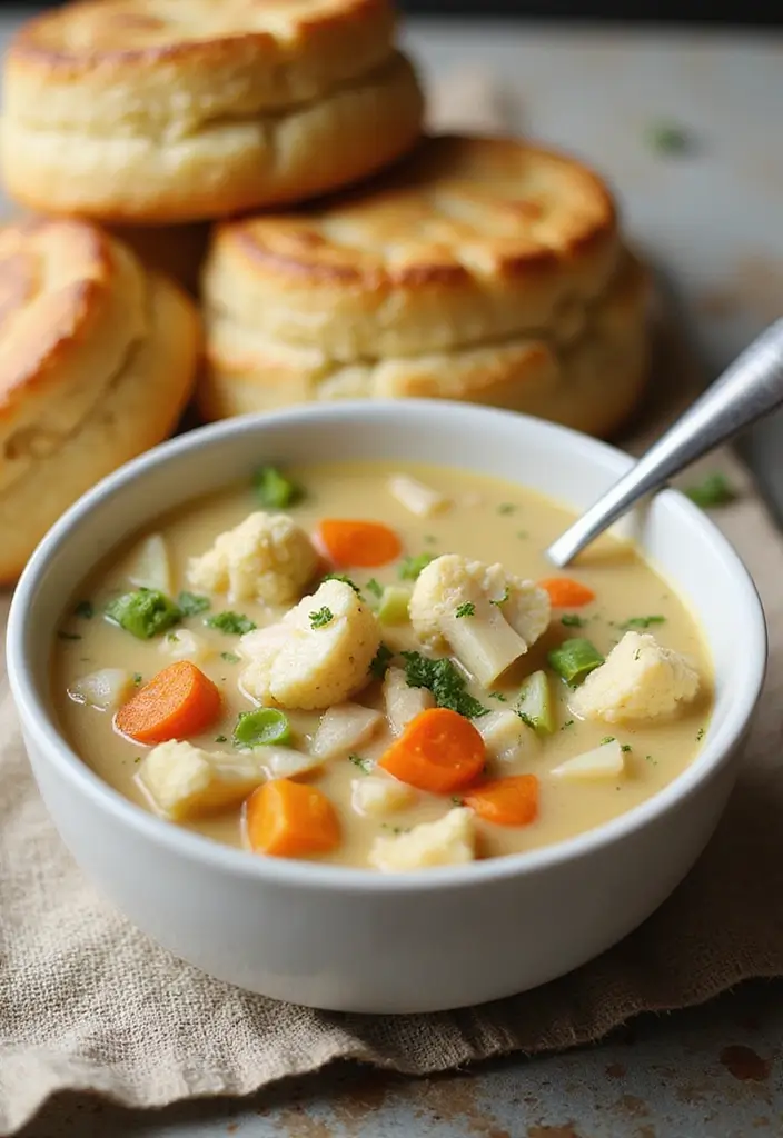 27 Easy Chicken Pot Pie Soup Recipes That Feel Comforting - 12. Chicken Pot Pie Soup with Cauliflower