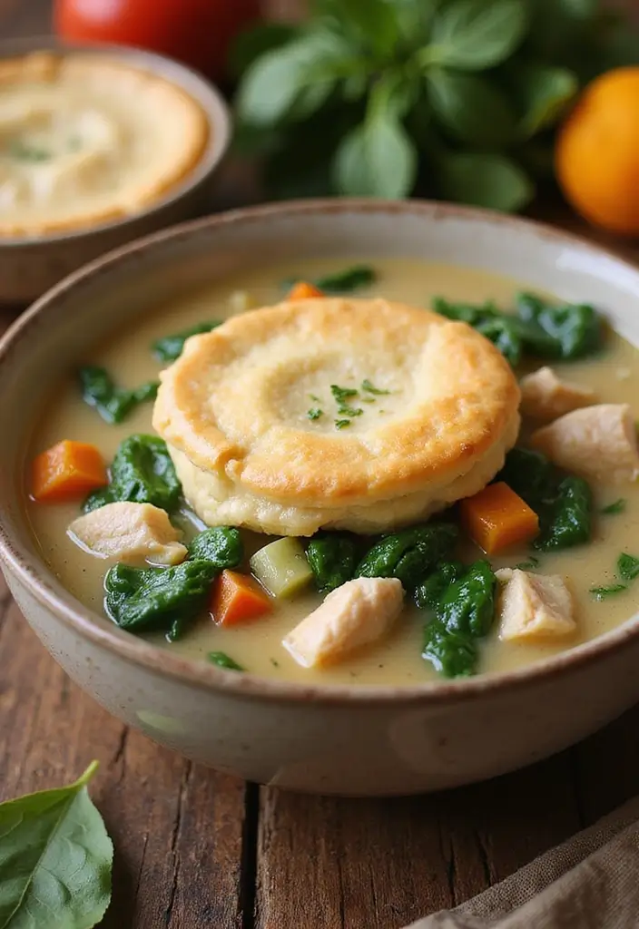 27 Easy Chicken Pot Pie Soup Recipes That Feel Comforting - 14. Chicken Pot Pie Soup with Spinach