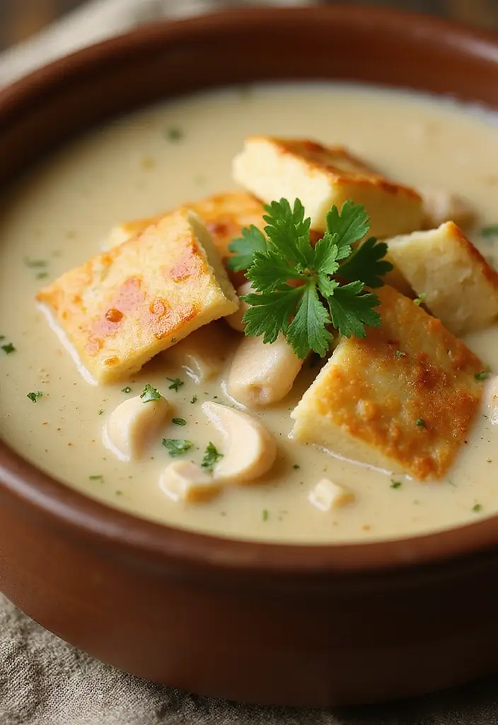 27 Easy Chicken Pot Pie Soup Recipes That Feel Comforting - 18. Chicken Pot Pie Soup with Roasted Garlic