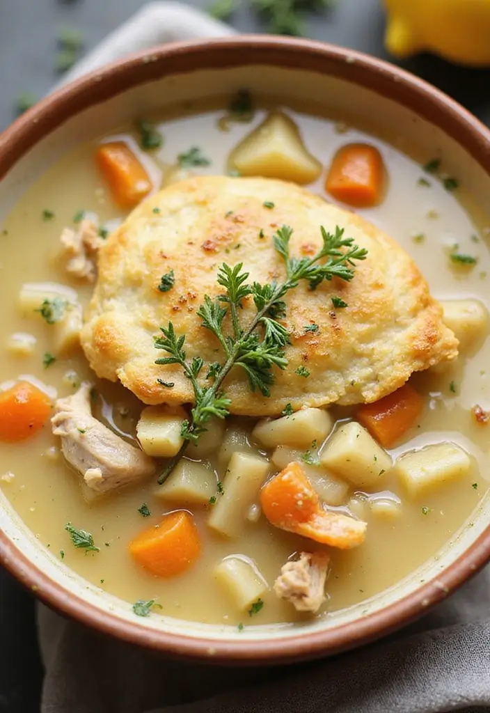 27 Easy Chicken Pot Pie Soup Recipes That Feel Comforting - 19. Chicken Pot Pie Soup with Lemon Thyme