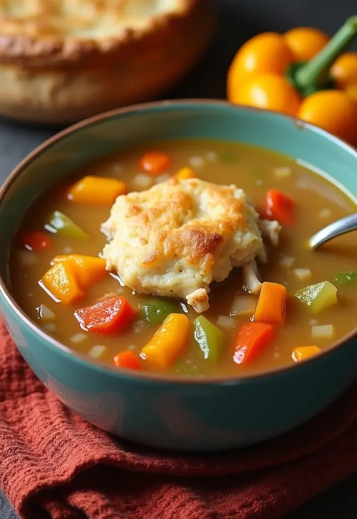 27 Easy Chicken Pot Pie Soup Recipes That Feel Comforting - 21. Chicken Pot Pie Soup with Bell Peppers