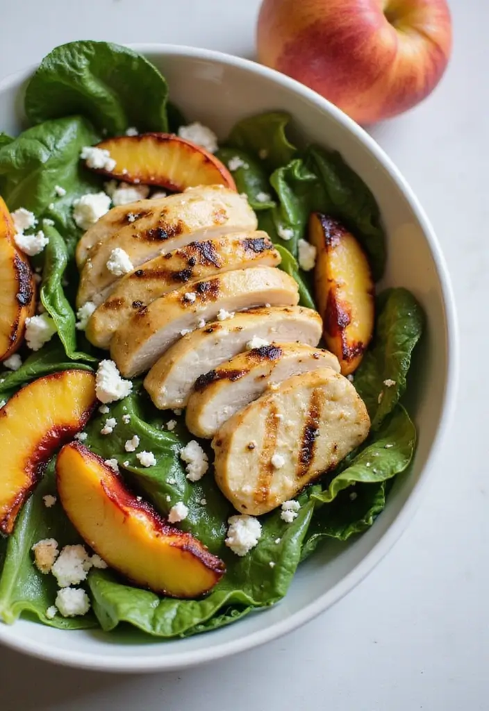 27 Ina Garten Chicken Salad Recipes That Feel Elegant & Easy - 21. Grilled Peach Chicken Salad