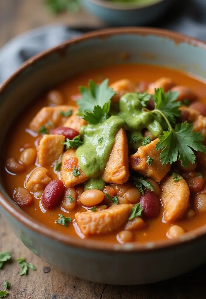 27 Peruvian Chicken with Green Sauce Recipes That Taste Authentic - 25. Peruvian Chicken Chili with Green Sauce