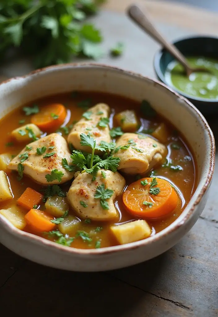 27 Peruvian Chicken with Green Sauce Recipes That Taste Authentic - 7. Peruvian Chicken Soup with Green Sauce