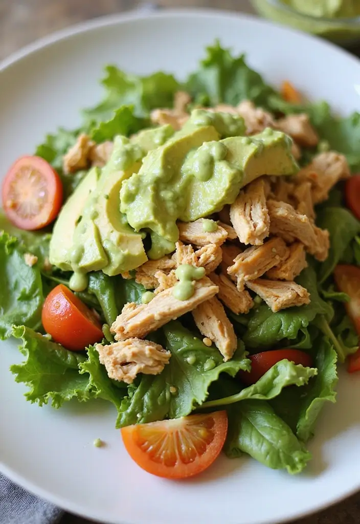 27 Peruvian Chicken with Green Sauce Recipes That Taste Authentic - 8. Peruvian Chicken Salad with Avocado and Green Sauce