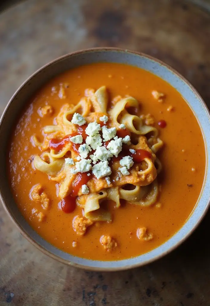 27 Simple Chicken Noodle Soup Recipe Versions That Comfort Instantly 17 27 Simple Chicken Noodle Soup Recipe Versions That Comfort Instantly - 16. Buffalo Chicken Noodle Soup