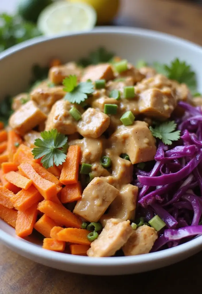 27 Whole30 Chicken Salad Recipes That Are Fresh & Creamy 4 27 Whole30 Chicken Salad Recipes That Are Fresh & Creamy - 3. Thai Peanut Chicken Salad