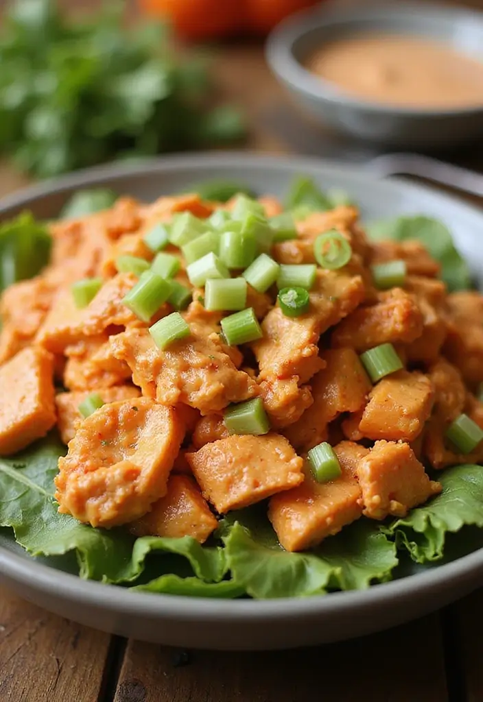 27 Whole30 Chicken Salad Recipes That Are Fresh & Creamy 8 27 Whole30 Chicken Salad Recipes That Are Fresh & Creamy - 7. Buffalo Chicken Salad