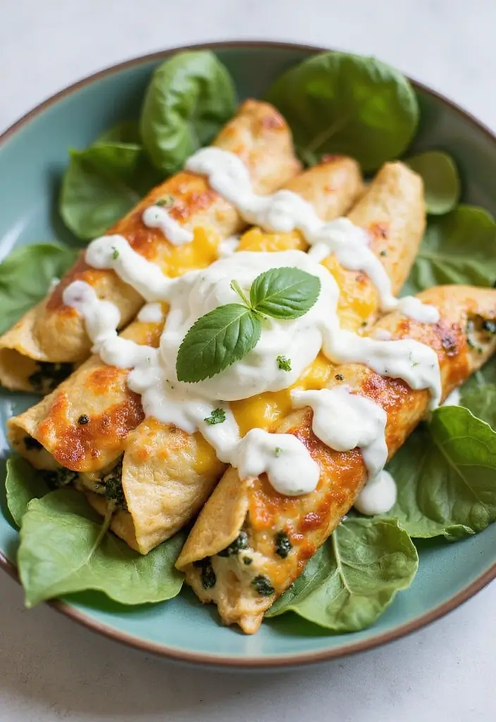 28 Chicken Enchiladas with White Sauce Recipes That Feel Creamy & Rich - 2. Healthier Spinach and Chicken Enchiladas