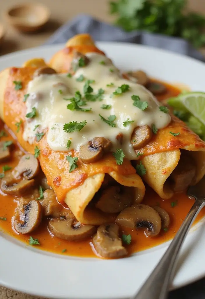 28 Chicken Enchiladas with White Sauce Recipes That Feel Creamy & Rich - 5. Creamy Mushroom and Chicken Enchiladas