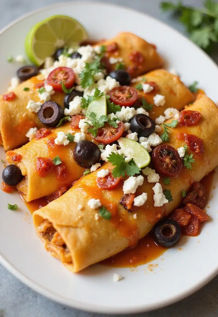 28 Chicken Enchiladas with White Sauce Recipes That Feel Creamy & Rich - 9. Mediterranean Chicken Enchiladas