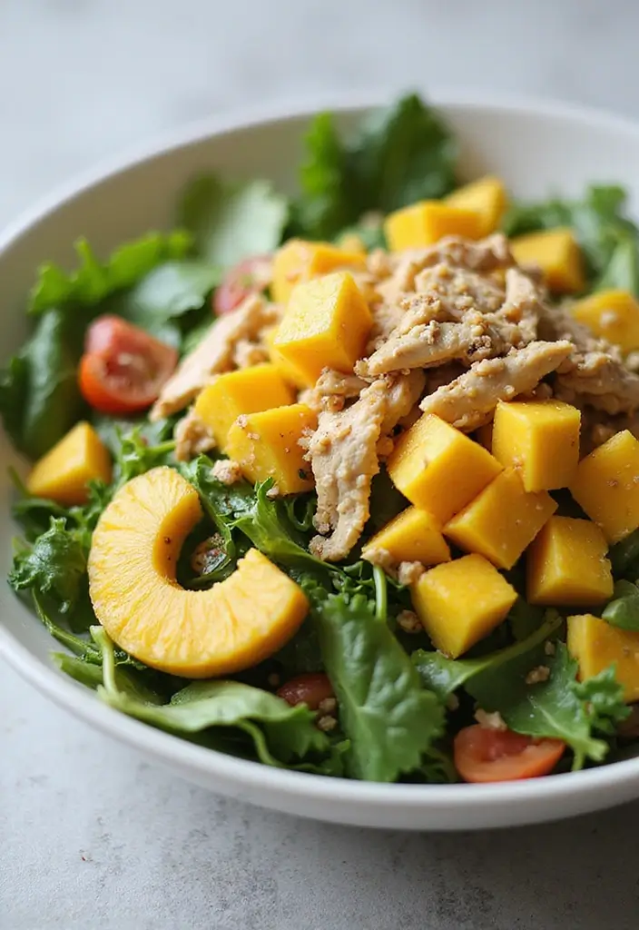 28 Chicken and Pineapple Recipes That Feel Tropical & Sweet - 11. Mango Pineapple Chicken Salad