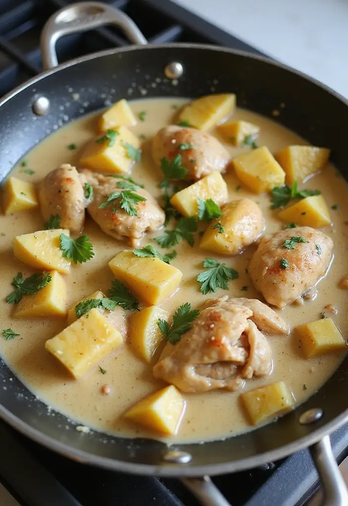 28 Chicken and Pineapple Recipes That Feel Tropical & Sweet - 16. Pineapple Coconut Chicken Skillet