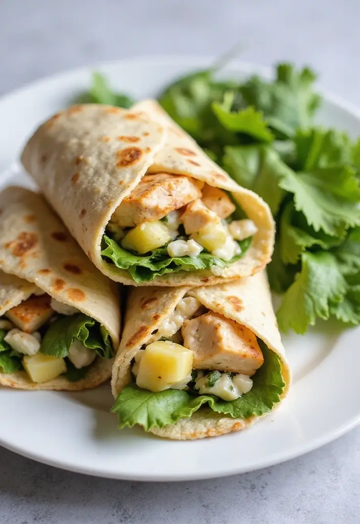 28 Chicken and Pineapple Recipes That Feel Tropical & Sweet - 25. Pineapple Chicken Salad Wraps
