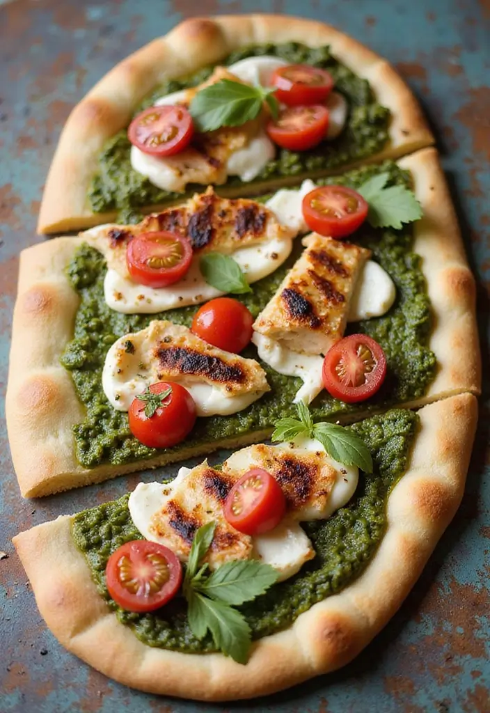 28 Delicious Frozen Grilled Chicken Strips Recipes That Are Quick & Healthy 23 28 Delicious Frozen Grilled Chicken Strips Recipes That Are Quick & Healthy - 22. Chicken Pesto Flatbread