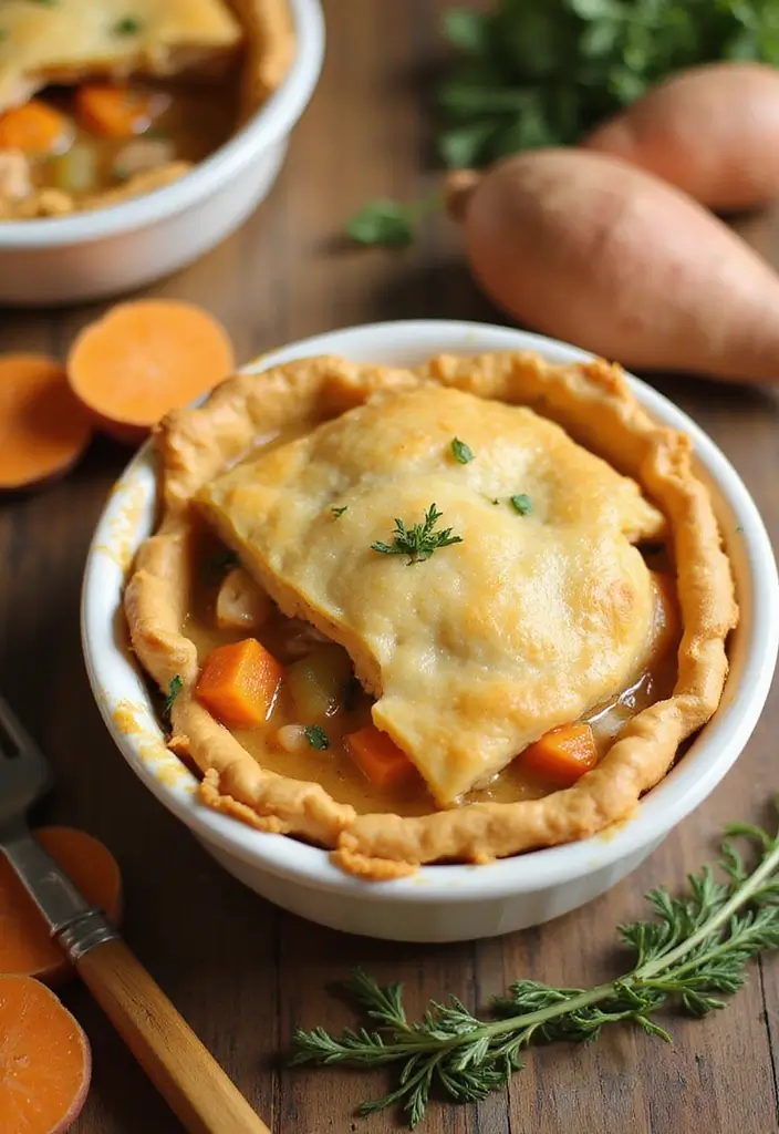 28 Double Crust Chicken Pot Pie Recipes That Are Golden & Flaky - 11. Chicken & Sweet Potato Pot Pie