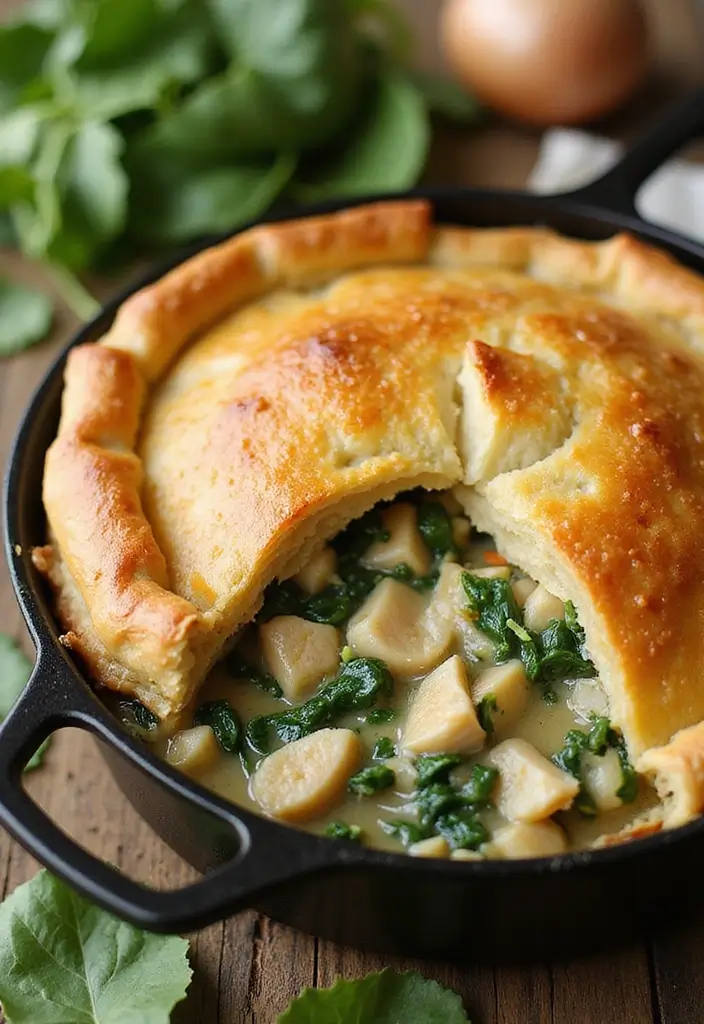 28 Double Crust Chicken Pot Pie Recipes That Are Golden & Flaky - 17. Chicken & Spinach Pot Pie