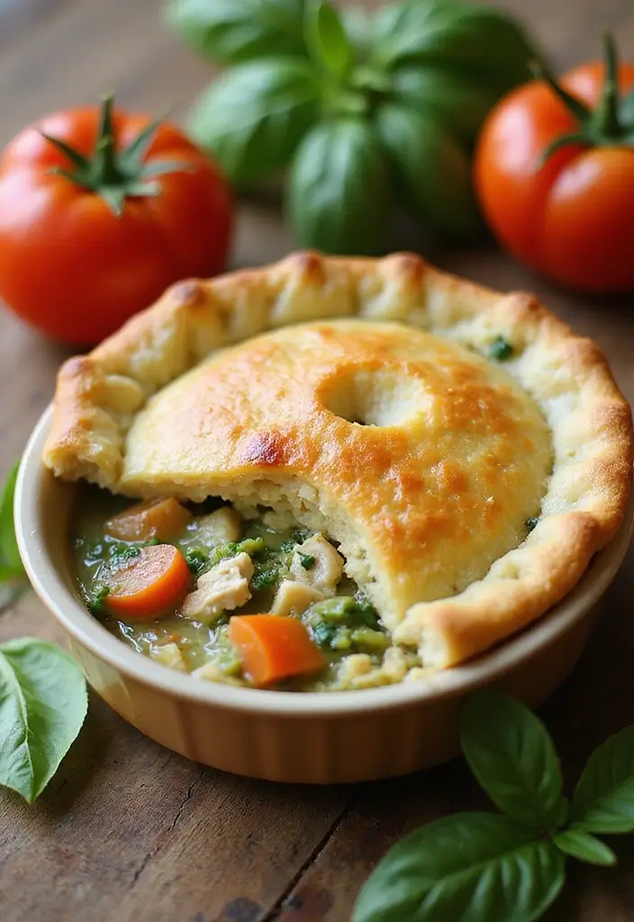 28 Double Crust Chicken Pot Pie Recipes That Are Golden & Flaky - 18. Pesto Chicken Pot Pie