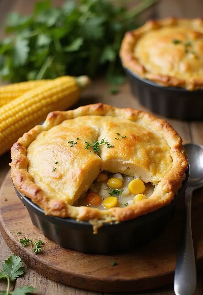 28 Double Crust Chicken Pot Pie Recipes That Are Golden & Flaky - 27. Rustic Chicken Pot Pie with Corn