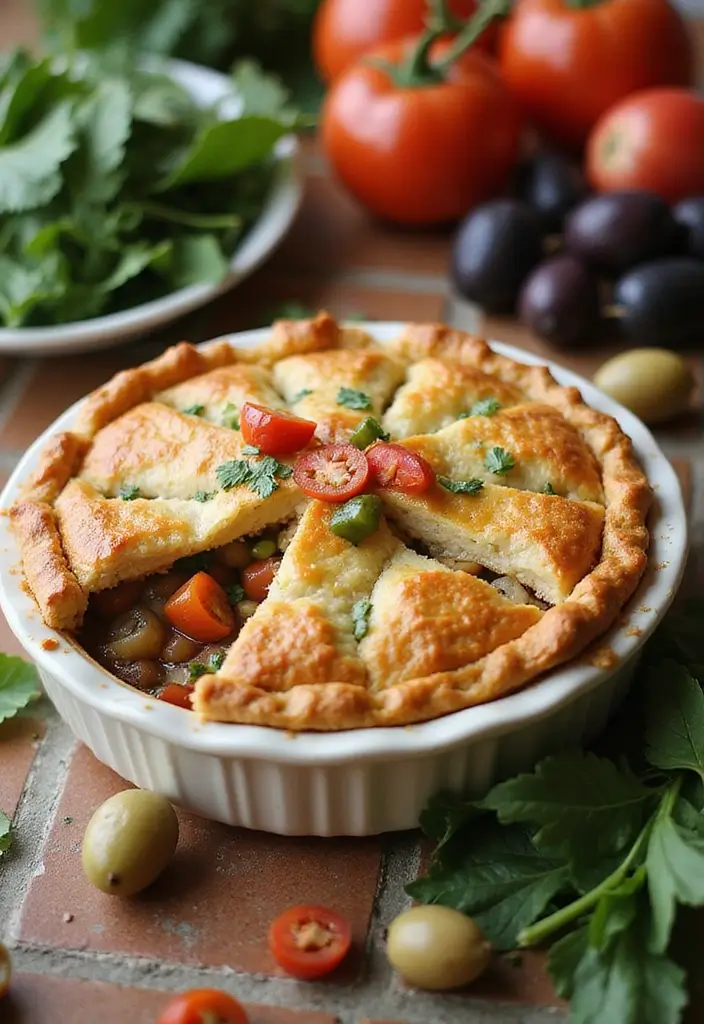 28 Double Crust Chicken Pot Pie Recipes That Are Golden & Flaky - 6. Mediterranean Chicken Pot Pie