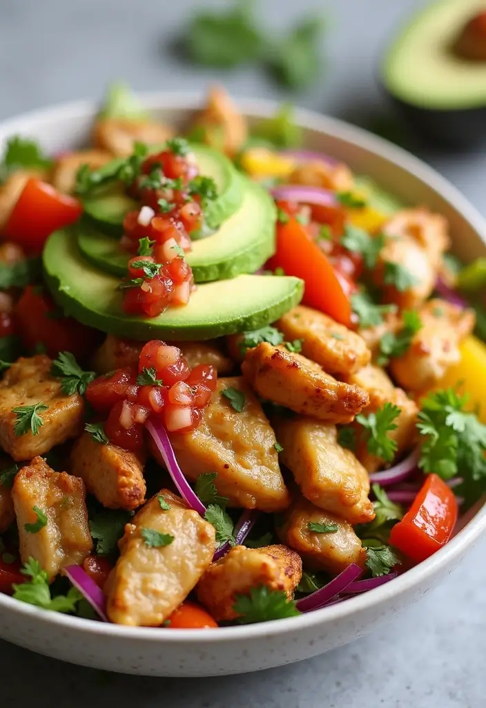 28 Low Cholesterol Chicken Recipes That Are Heart-Healthy and Delicious 12 28 Low Cholesterol Chicken Recipes That Are Heart-Healthy and Delicious - 11. Chicken Fajita Salad