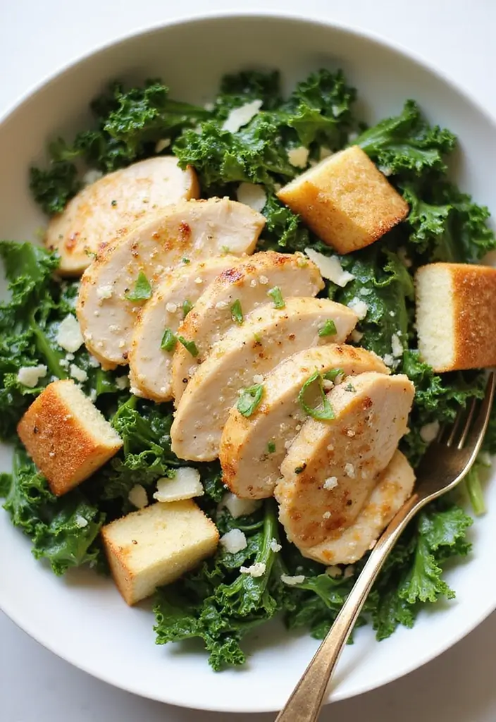 28 Low Cholesterol Chicken Recipes That Are Heart-Healthy and Delicious 16 28 Low Cholesterol Chicken Recipes That Are Heart-Healthy and Delicious - 15. Chicken and Kale Caesar Salad