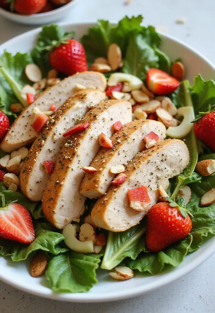 28 Low Cholesterol Chicken Recipes That Are Heart-Healthy and Delicious 20 28 Low Cholesterol Chicken Recipes That Are Heart-Healthy and Delicious - 19. Chicken and Strawberry Salad